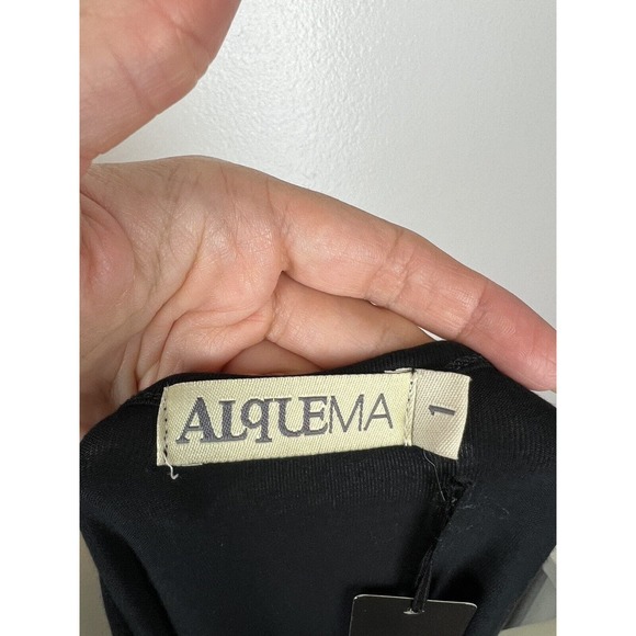 NEW Alquema Cold Open Shoulder Tunic Size 1 US 6 Solid Black Lagenlook Womens - Picture 9 of 12